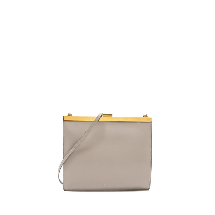 Celine mini clasp shoulder bag light grey leather