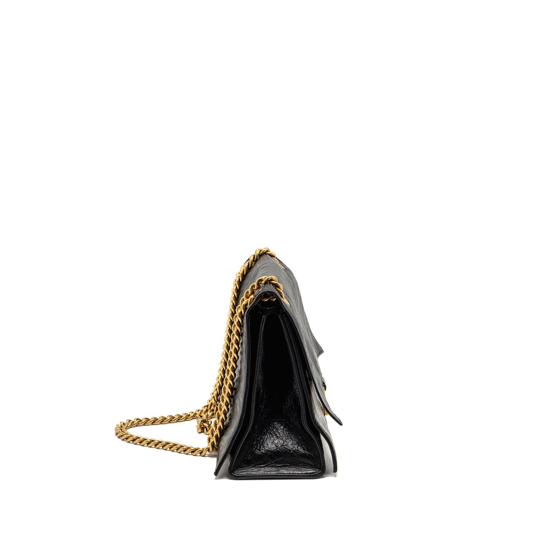Top Quality Balenciaga Medium Women’s Crush Chain Bag Calfskin Black GHW