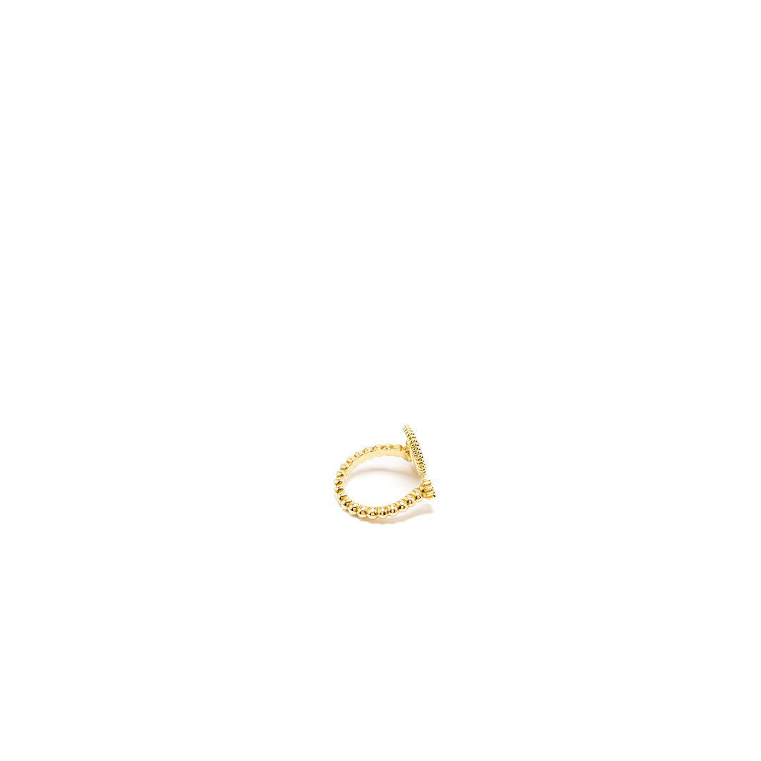 Top quality Dior Size 49 Rose Celeste Ring Yellow/White Gold/Diamond/Onyx/Mother of Pearl
