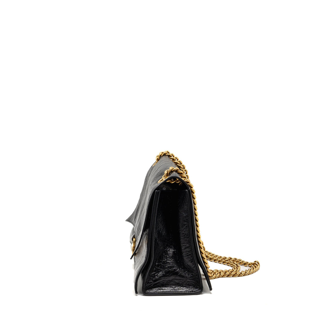 Top Quality Balenciaga Medium Women’s Crush Chain Bag Calfskin Black GHW