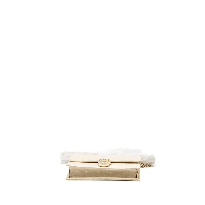 Gucci Interlocking G Crossbody Chain Bag Wallet leather White