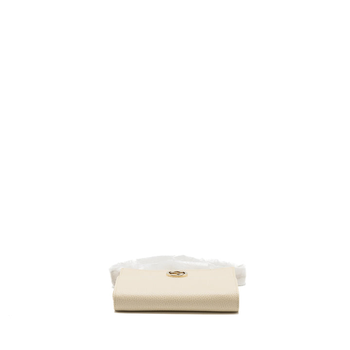 Gucci Interlocking G Crossbody Chain Bag Wallet leather White