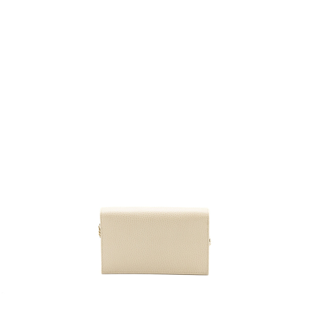 Gucci Interlocking G Crossbody Chain Bag Wallet leather White