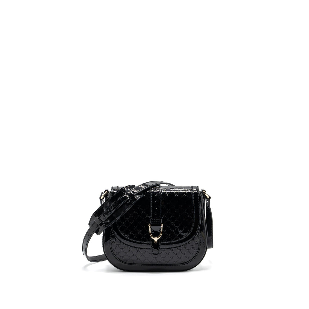 Gucci messenger crossbody bag patent black
