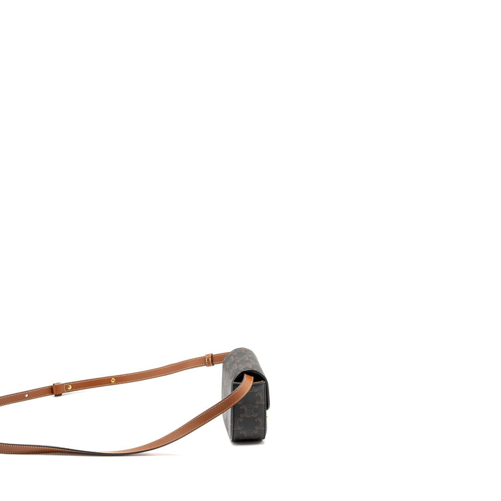 Celine Claude Triomphe Canvas / Calfskin Tan
