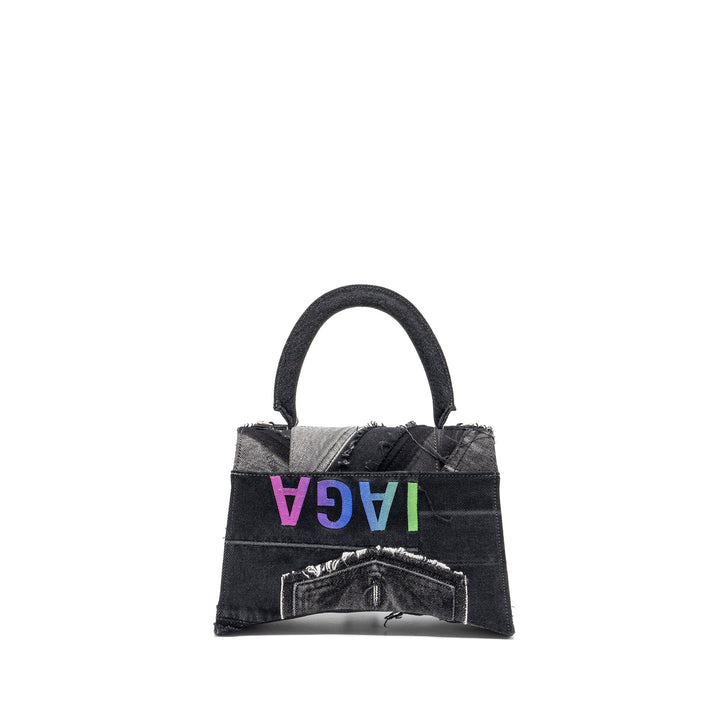 Top Quality Balenciaga medium hourglass bag limited edition denim black/multicolour SHW
