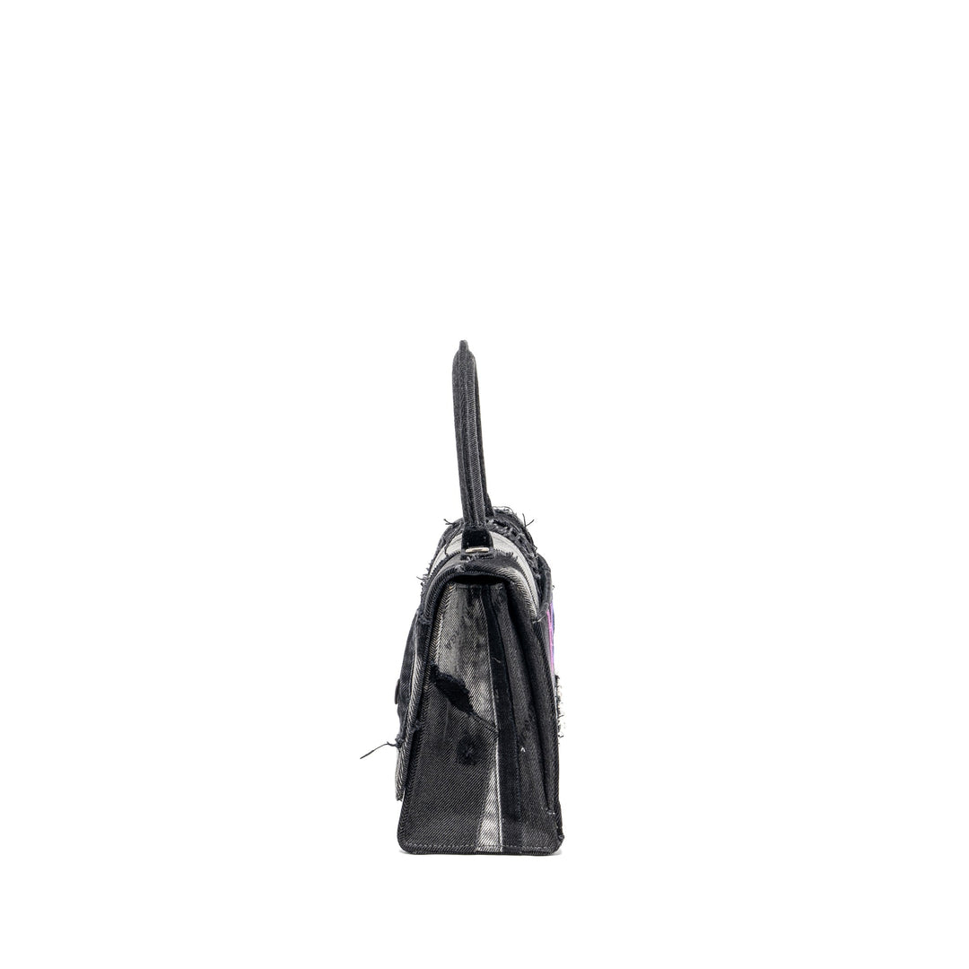 Top Quality Balenciaga medium hourglass bag limited edition denim black/multicolour SHW
