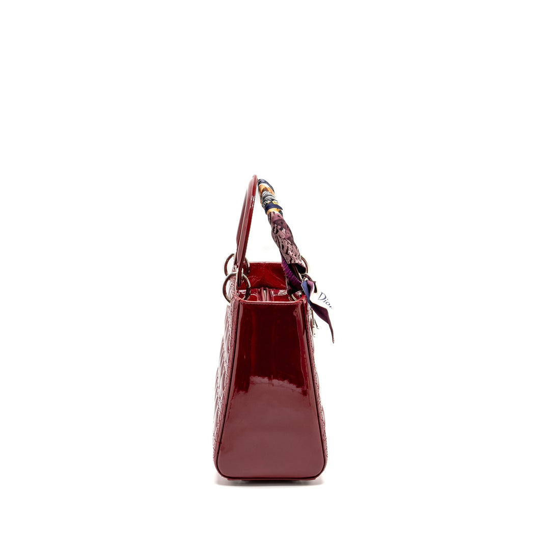Top quality Dior Medium Lady Top quality Dior Patent Dark Red