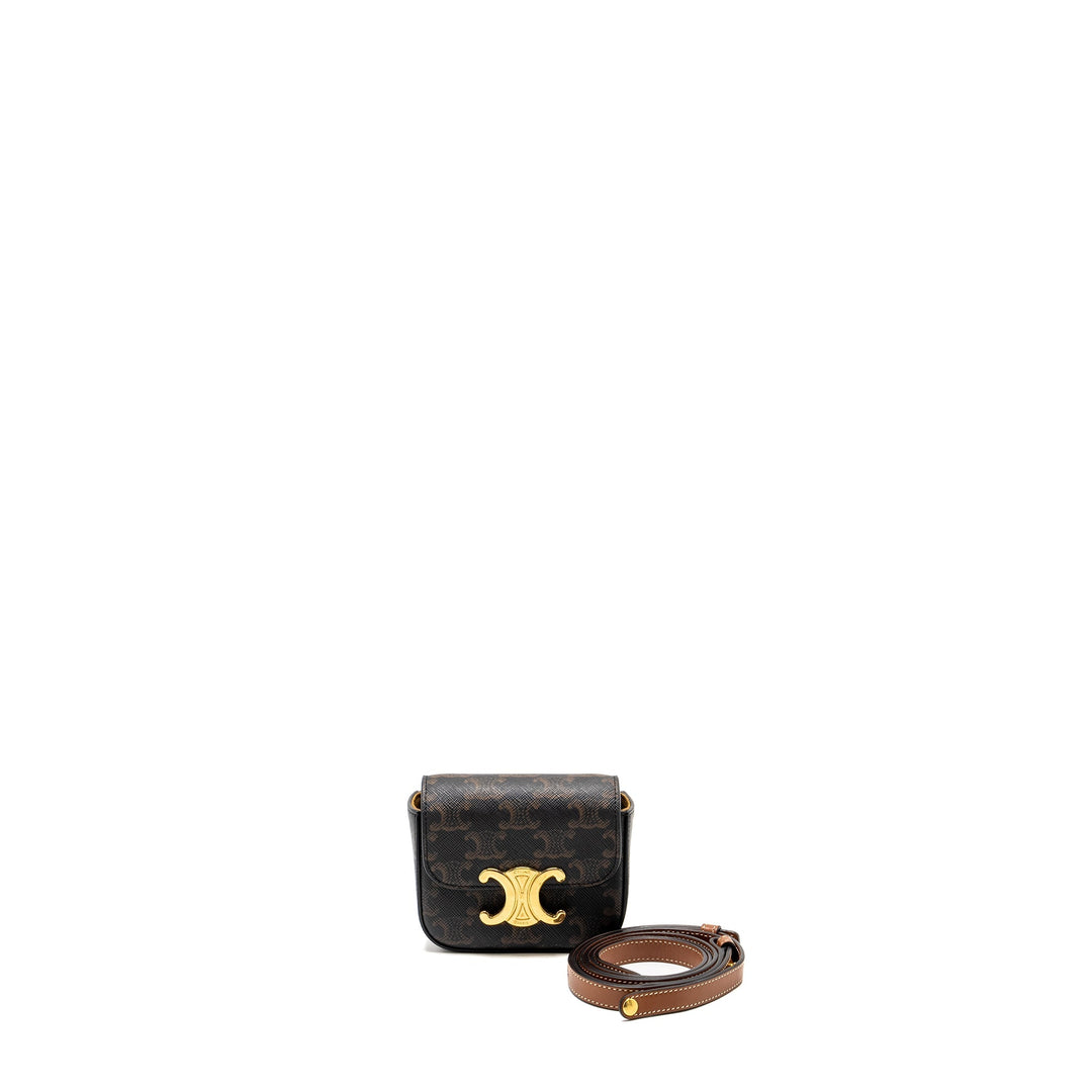 Celine Claude Triomphe Canvas / Calfskin Tan