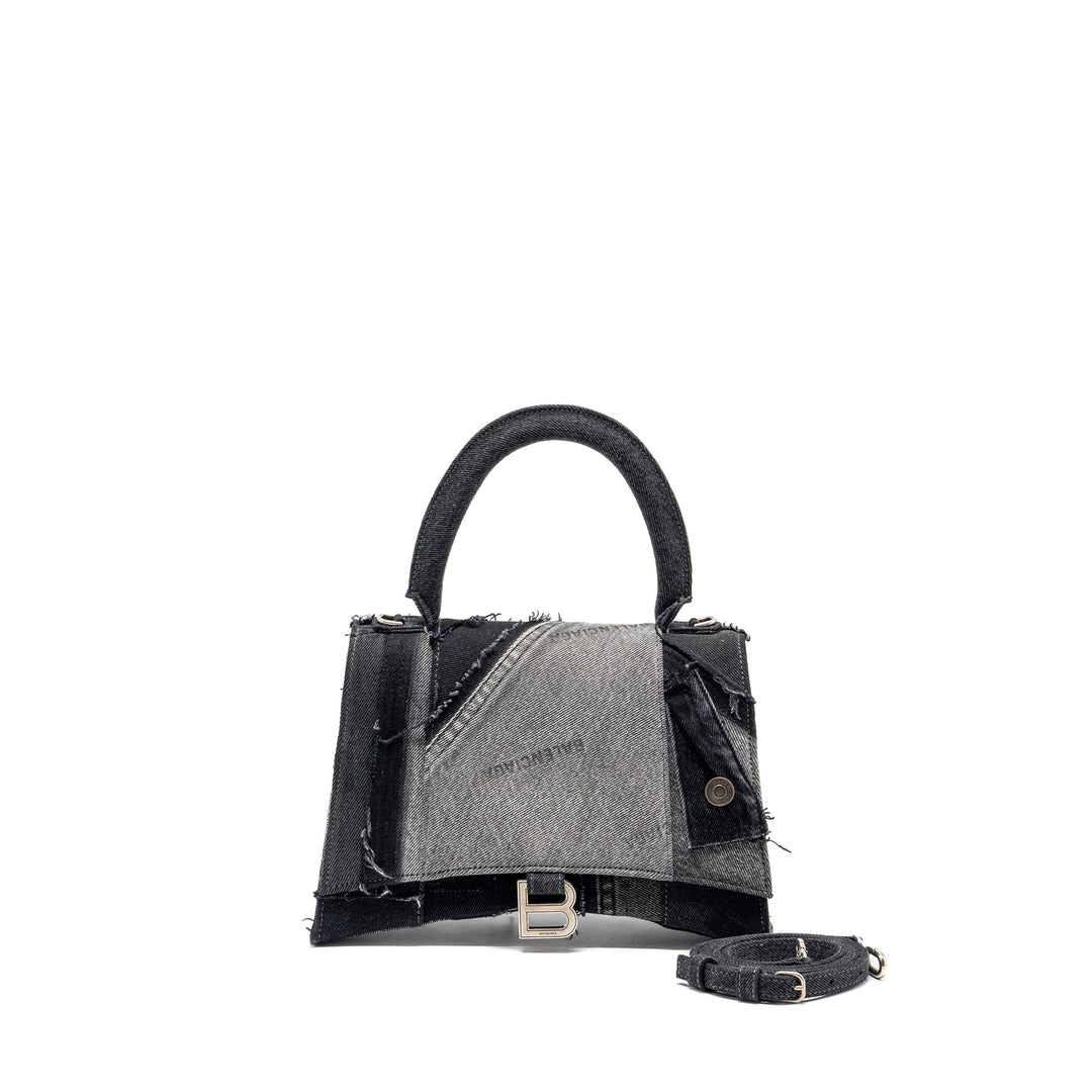 Top Quality Balenciaga medium hourglass bag limited edition denim black/multicolour SHW