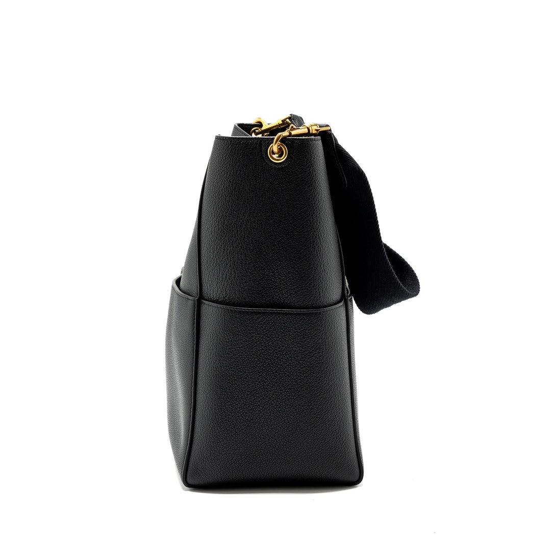 Celine Sangle Bucket Bag Grained Calfskin Black