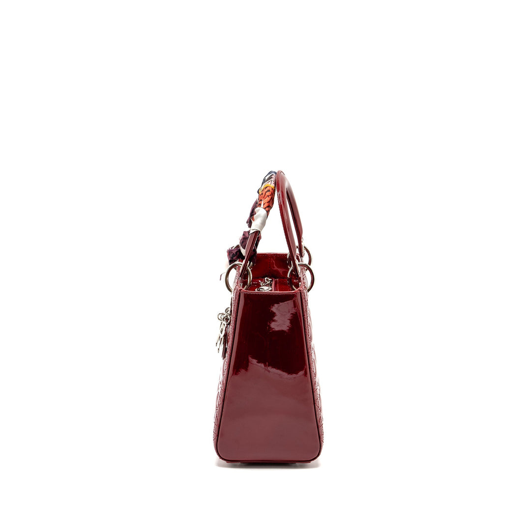 Top quality Dior Medium Lady Top quality Dior Patent Dark Red