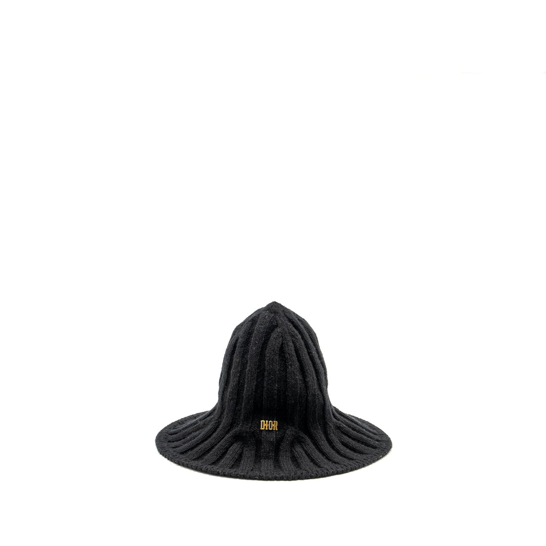 Top quality Dior Letter Logo Wire-Brimmed Beanie Wool Black