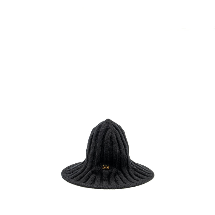 Top quality Dior Letter Logo Wire-Brimmed Beanie Wool Black