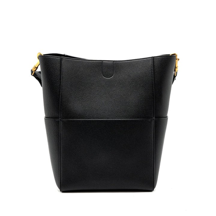 Top Quality Celine Sangle Bucket Bag Grained Calfskin Black