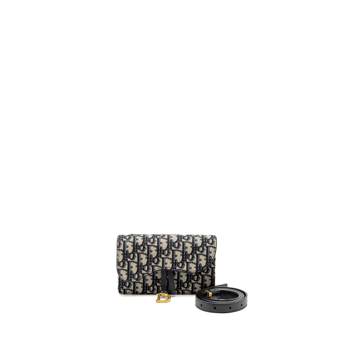 Dior Saddle Belt Bag/Pouch Blue Oblique Jacquard Canvas