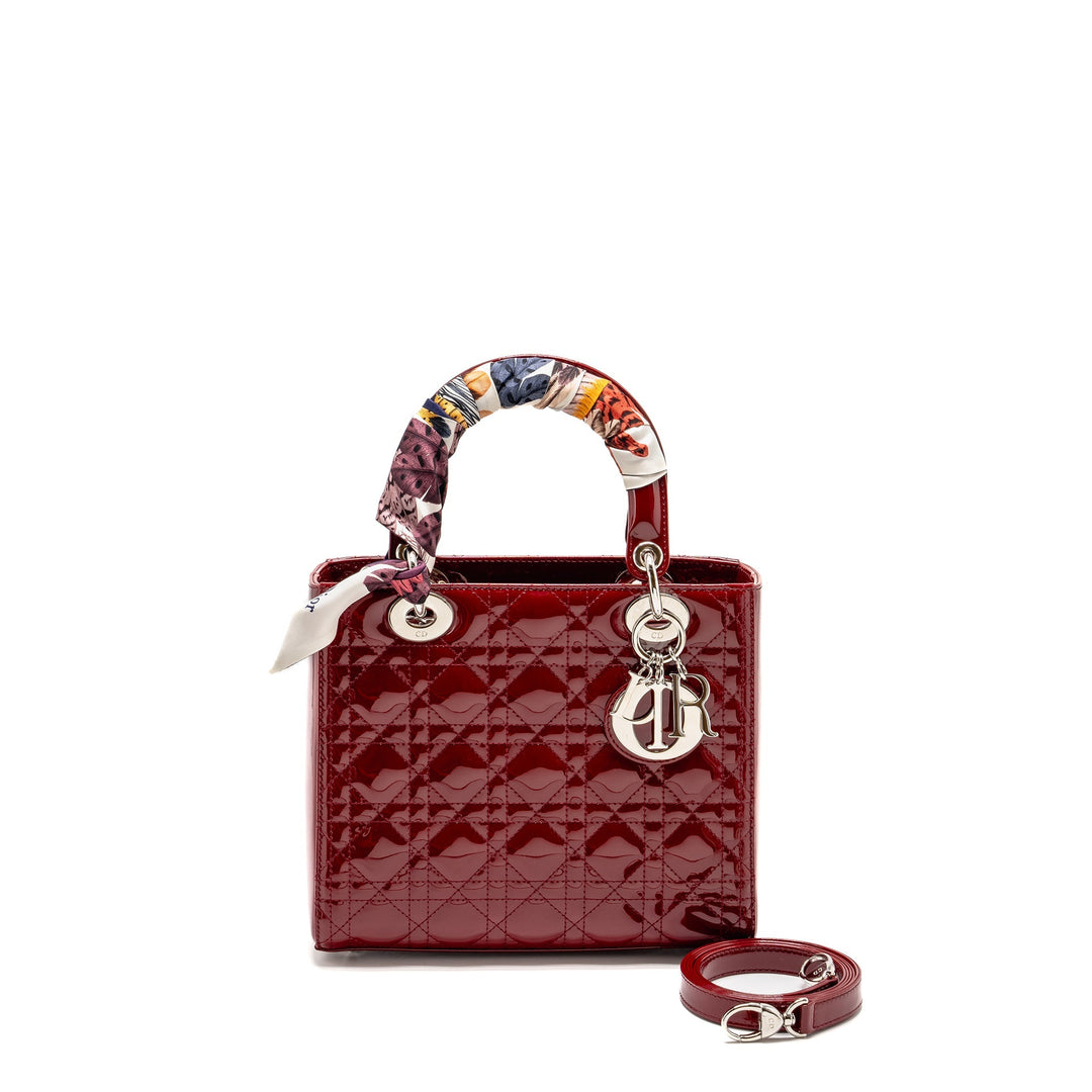Top quality Dior Medium Lady Top quality Dior Patent Dark Red