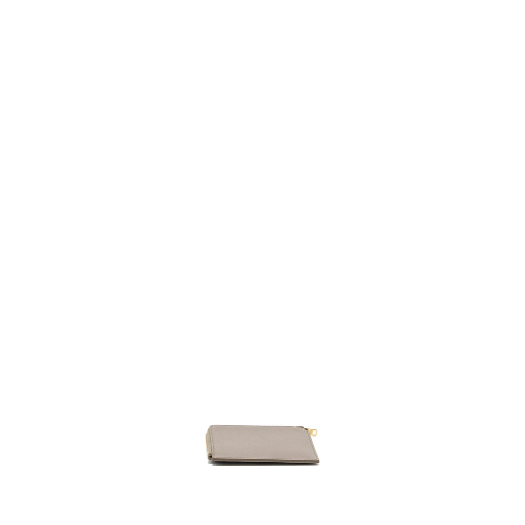 Top Quality Celine Zipped Purse with removable card holder calfskin / lambskin grey / light blue