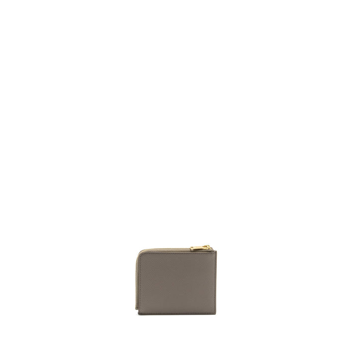 Top Quality Celine Zipped Purse with removable card holder calfskin / lambskin grey / light blue