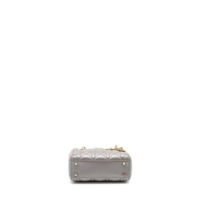 Top quality Dior Mini Lady Top quality Dior Lambskin Iridescent Grey