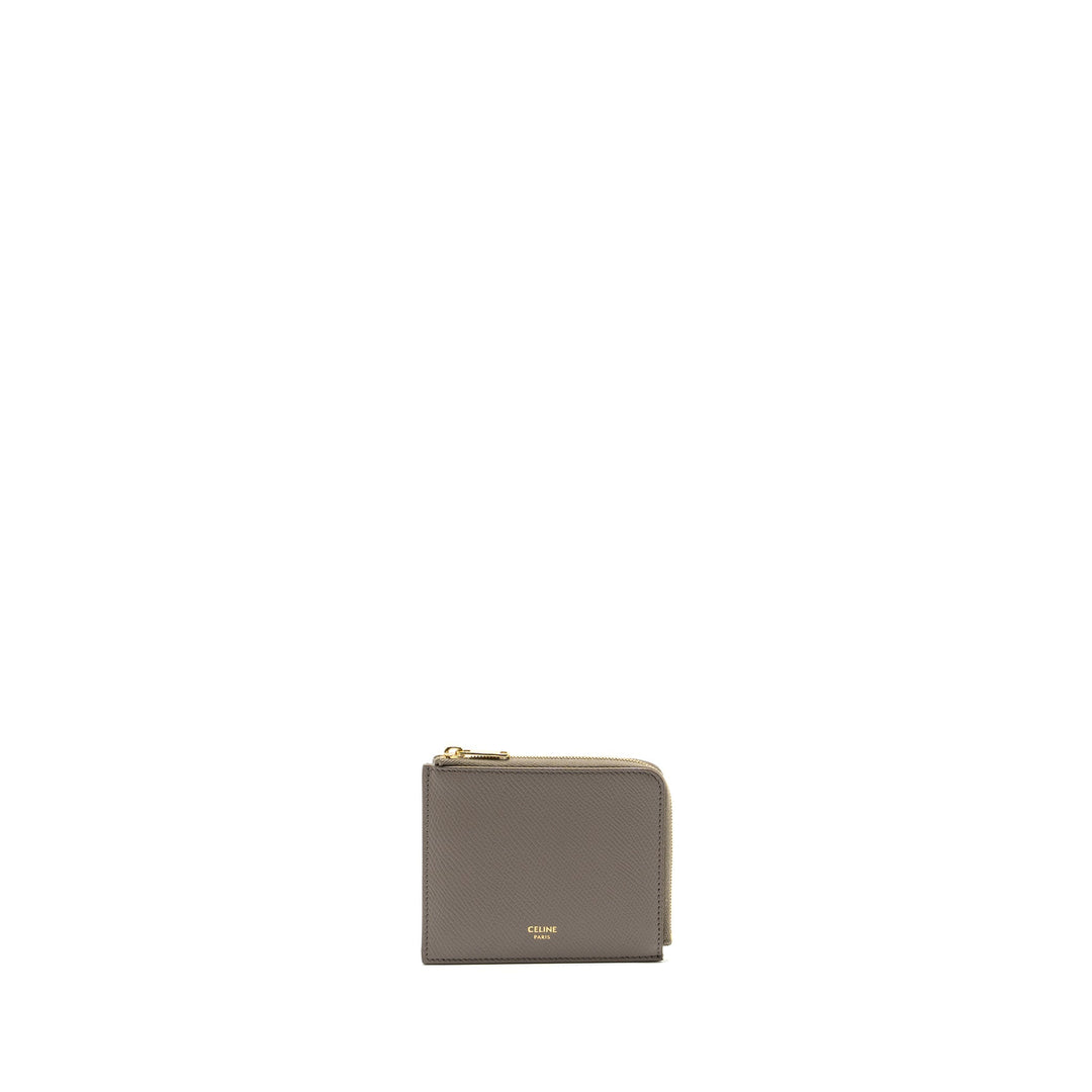 Top Quality Celine Zipped Purse with removable card holder calfskin / lambskin grey / light blue