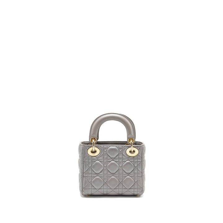Top quality Dior Mini Lady Top quality Dior Lambskin Iridescent Grey