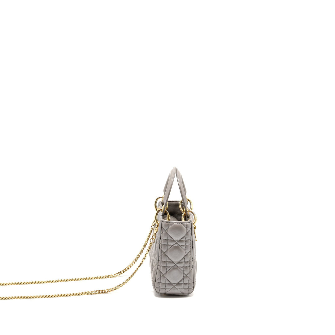Top quality Dior Mini Lady Top quality Dior Lambskin Iridescent Grey