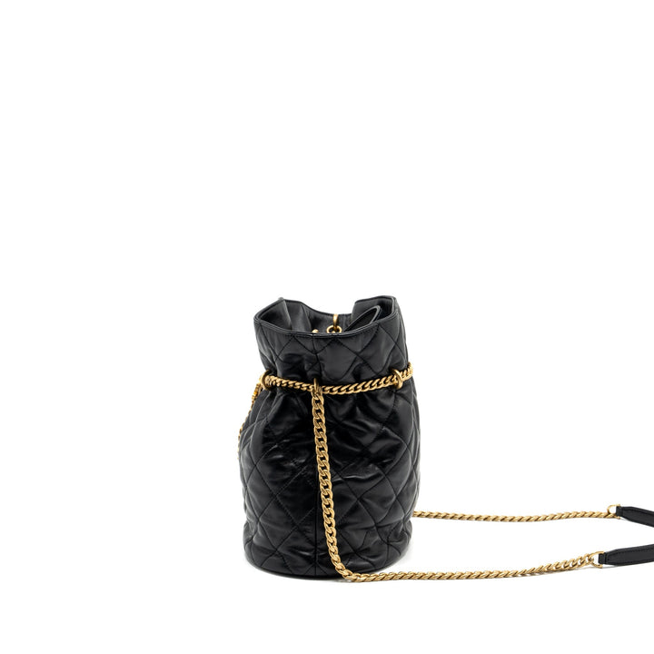 Chanel 22p Drawstring Bucket Bag Lambskin Black  (Microchip)