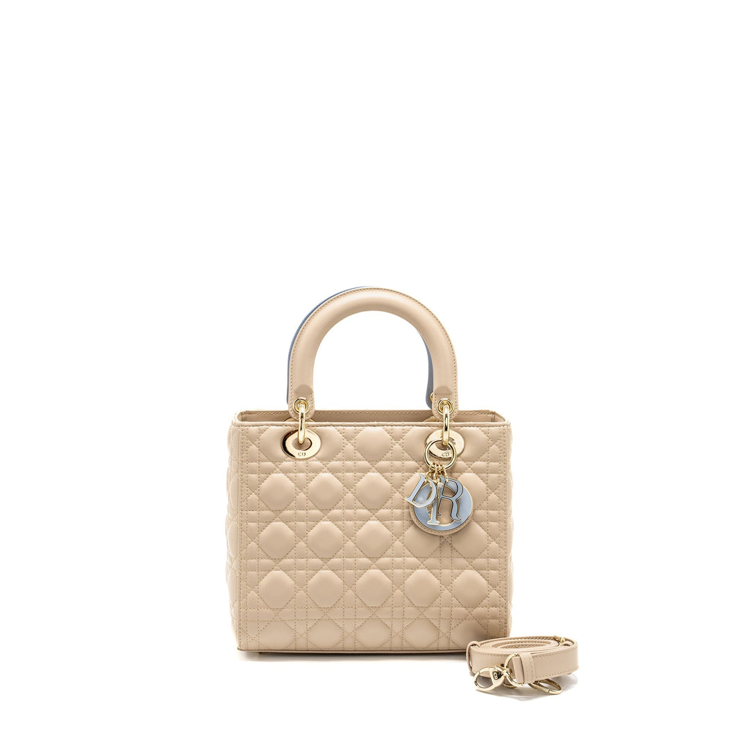 Top quality Dior Medium Lady Top quality Dior Lambskin Beige/Blue