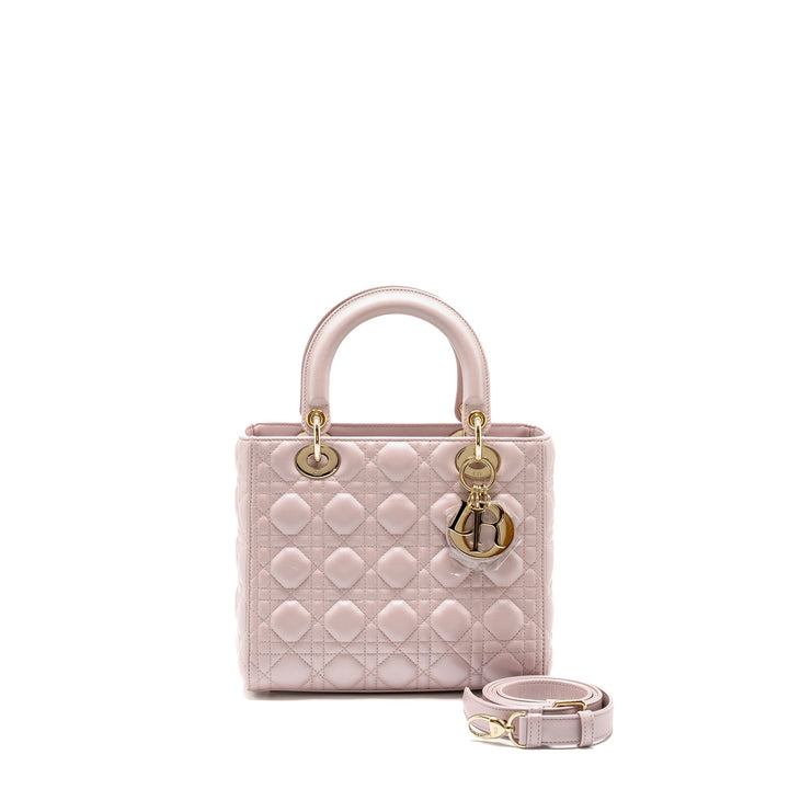 Top quality Dior Medium Lady Top quality Dior Lambskin Iridescent Pink