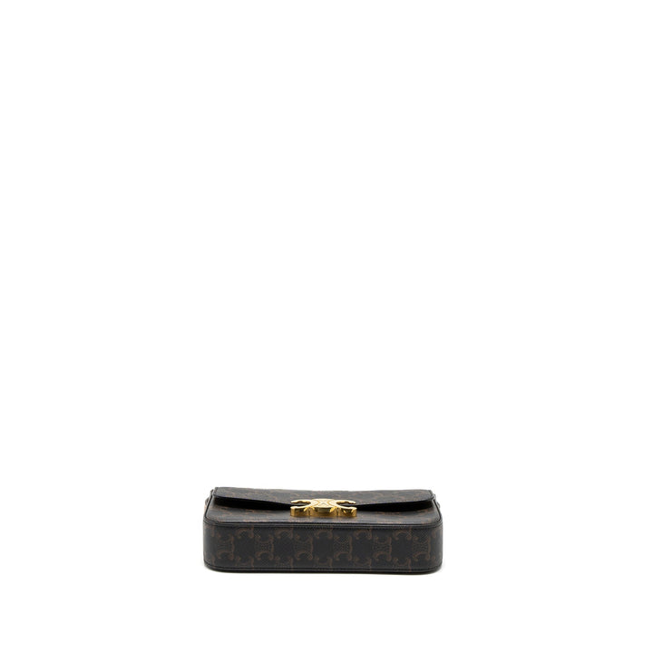 Celine Triomphe Shoulder Bag Triomphe Canvas/Calfskin Tan