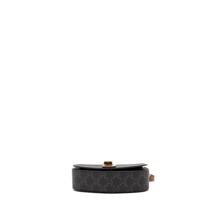 Celine Clutch On Strap Tabou Triomphe Canvas/ Calfskin Tan