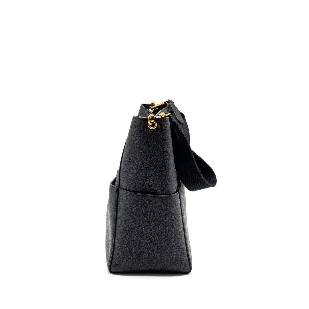 Celine Sangle Bucket Bag Grained Calfskin Black