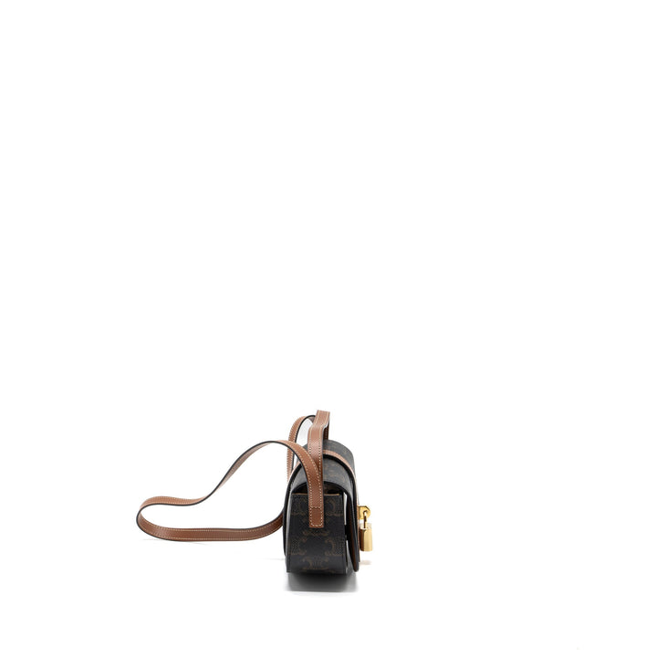 Celine Clutch On Strap Tabou Triomphe Canvas/ Calfskin Tan