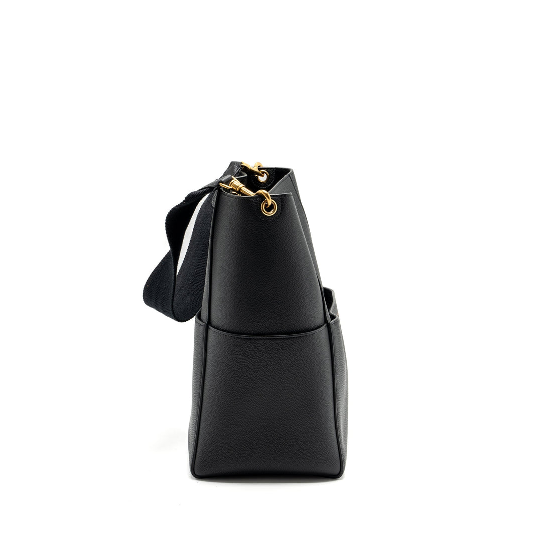 Celine Sangle Bucket Bag Grained Calfskin Black