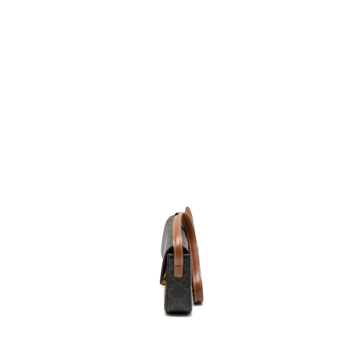 Top Quality Celine Triomphe Shoulder Bag Triomphe Canvas/Calfskin Tan