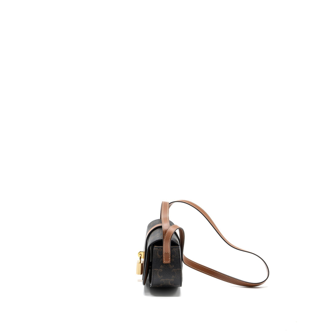 Celine Clutch On Strap Tabou Triomphe Canvas/ Calfskin Tan