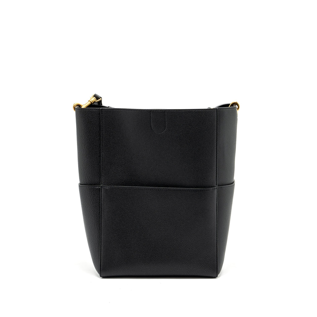 Celine Sangle Bucket Bag Grained Calfskin Black