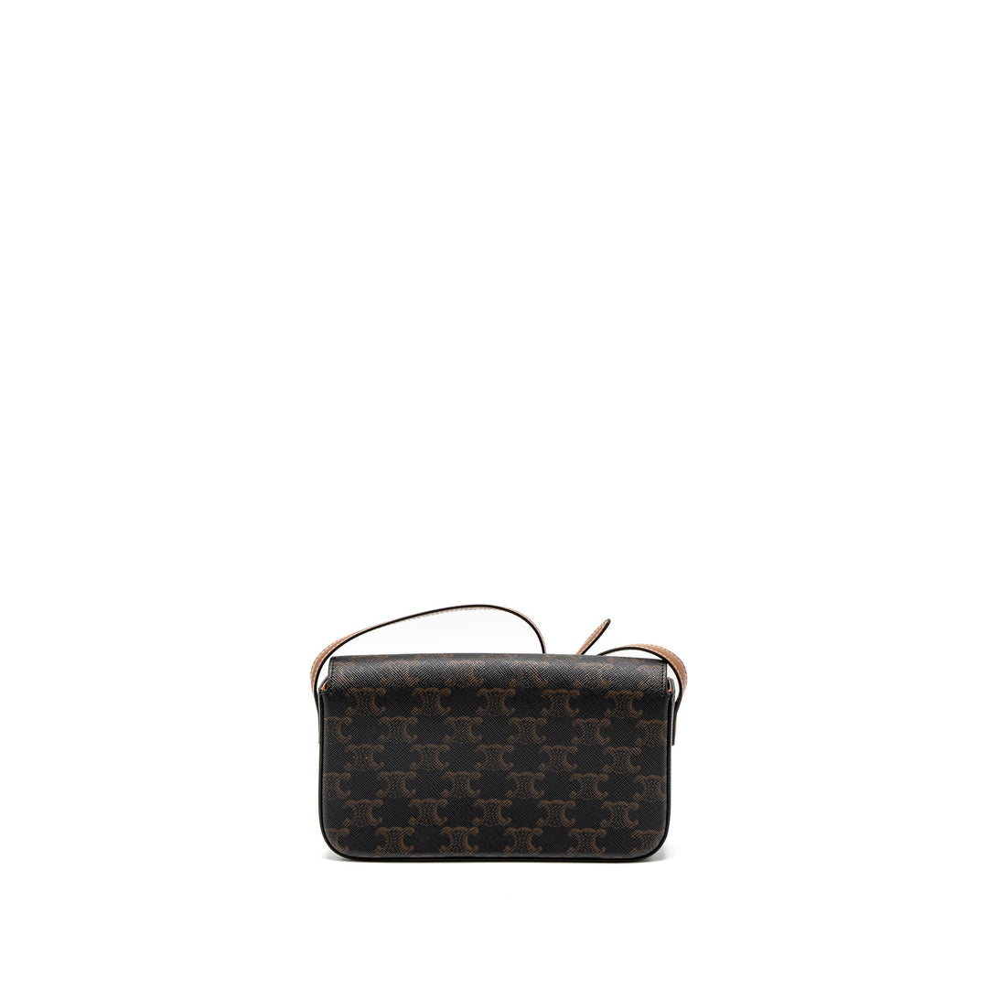 Top Quality Celine Triomphe Shoulder Bag Triomphe Canvas/Calfskin Tan