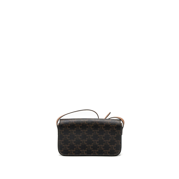 Top Quality Celine Triomphe Shoulder Bag Triomphe Canvas/Calfskin Tan