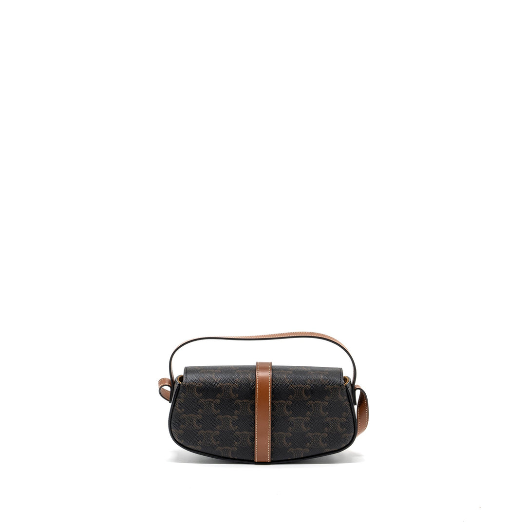Celine Clutch On Strap Tabou Triomphe Canvas/ Calfskin Tan