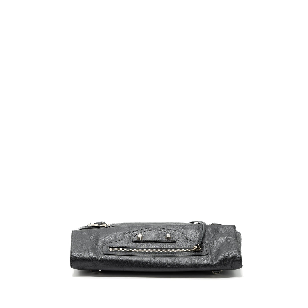 Top Quality Balenciaga City Fold Clutch/ Shoulder Bag Dark Grey SHW
