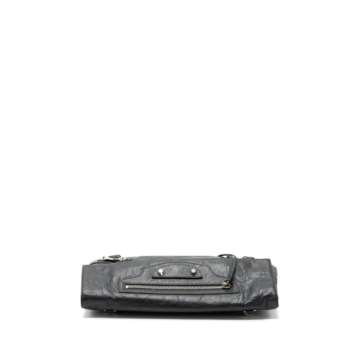 Top Quality Balenciaga City Fold Clutch/ Shoulder Bag Dark Grey SHW