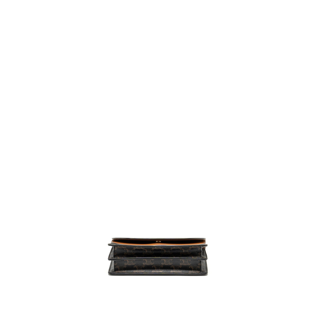 Top Quality Celine Wallet on Strap Triomphe Canvas/Smooth Lambskin Tan