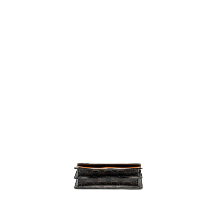 Top Quality Celine Wallet on Strap Triomphe Canvas/Smooth Lambskin Tan