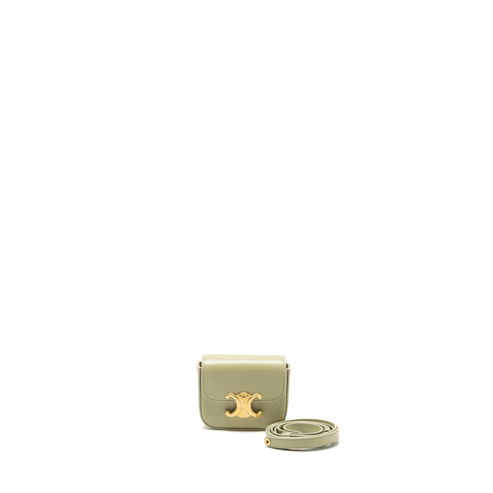 Celine Mini Claude Shiny Calfskin Pistachio