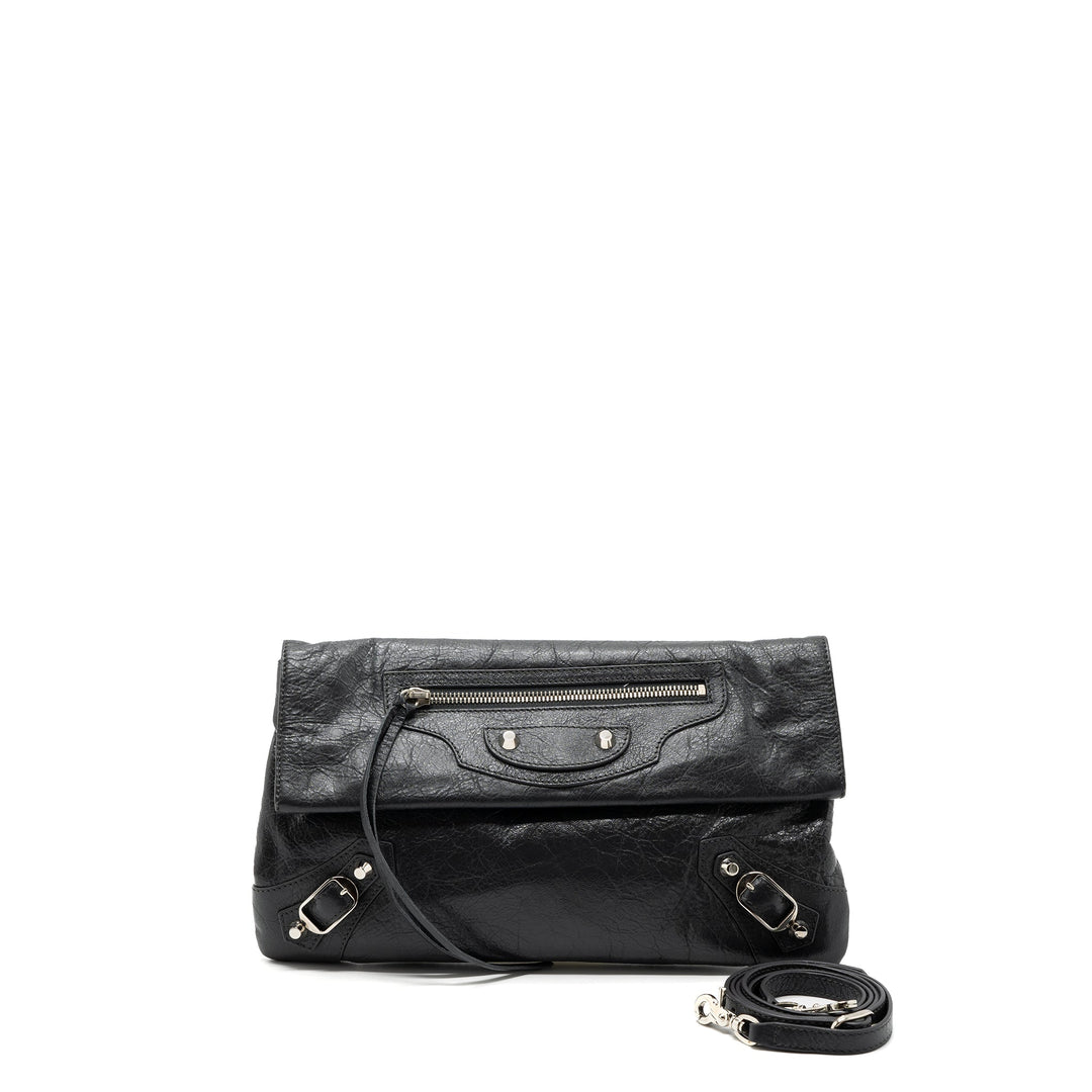 Top Quality Balenciaga City Fold Clutch/ Shoulder Bag Dark Grey SHW