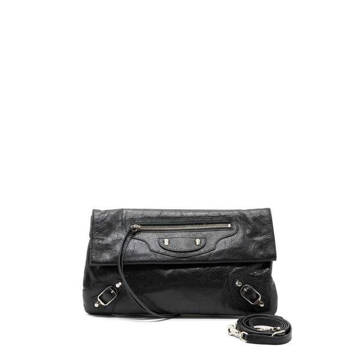 Top Quality Balenciaga City Fold Clutch/ Shoulder Bag Dark Grey SHW