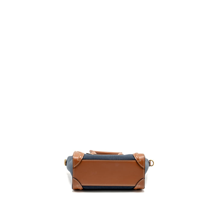 Celine Nano Luggage Bag Calfskin/Denim Tan/Navy