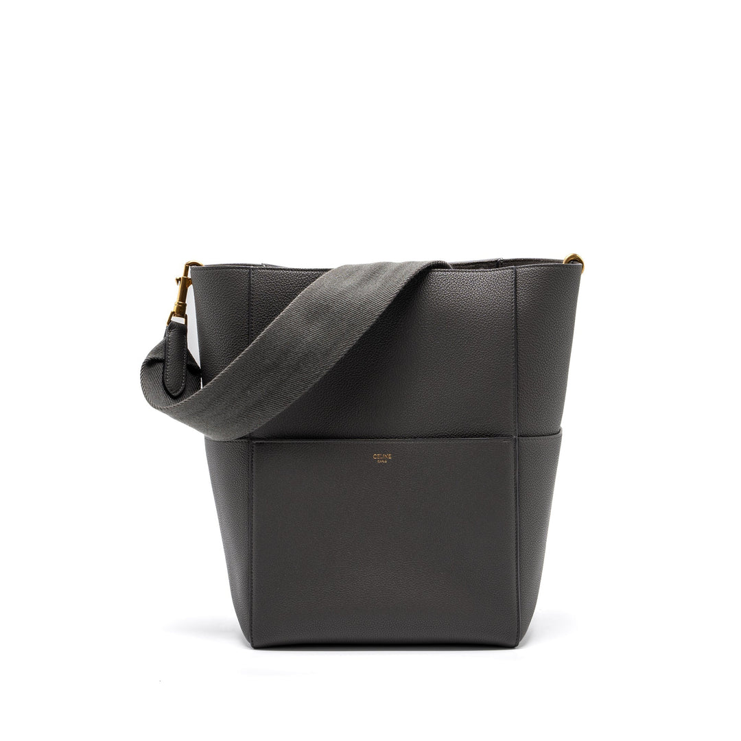 Celine Sangle Bucket Grained Calfskin Grey